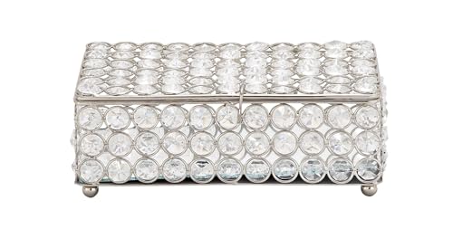 Deco 79 Metal Decorative Jewelry Box Jewelry Organizer with Crystal Accents, Jewelry Holder 8