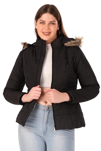 Image of Brazo Girls and Women's Puffer Regular Fit Bomber Jacket For Winter Wear | Hooded Neck | Full Sleeve | Zipper | Casual Jacket For Woman & Girl | Western Stylish Jacket For Women