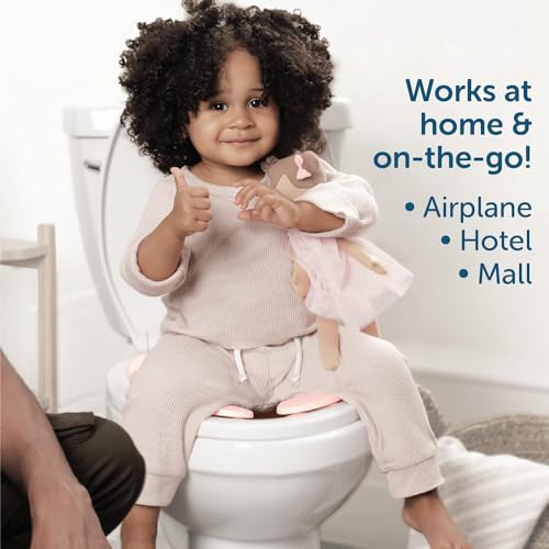 Image of INOVERA Portable Folding Baby Toilet Seat - Kids Potty Training Seats for 0.5 to 5 years Child Toddler - Fits All Western Toilets - Non-Slip Suction Cups - Includes Free Travel Bag (Baby Pink)