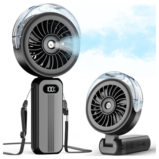 Otlonpe Handheld Misting Fan Portable, Powerful High Speed, Small Personal Rechargeable Cooling Mister Fan Water Spray Mist, 4000mAh Battery Operated for Travel Indoor Outdoor Hand Desk (Black)