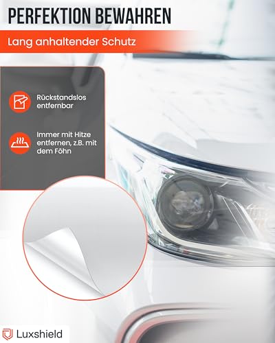 Luxshield Lackschutzfolie 15x200cm für Auto, Motorrad, Bike - Schutzfolie transparent glänzend, selbstklebend, Meterware aus DE