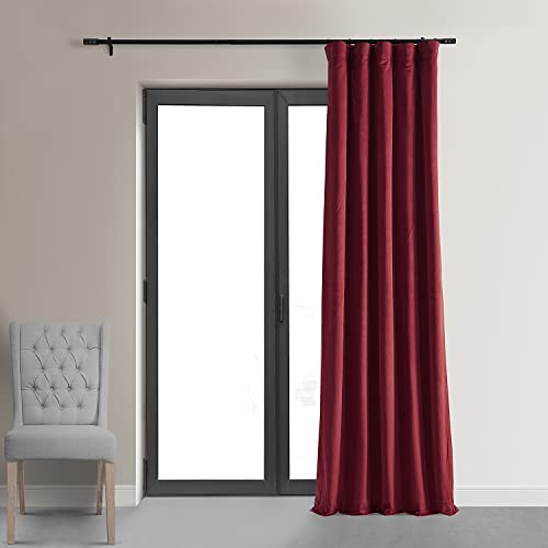 HPD Half Price Drapes Signature Velvet Thermal Blackout Curtains for Living Room 108 Inch Long (1 Panel) Rod Pocket Insulated Blackout Curtains for Bedroom Window Curtains, 50W x 108L, Moroccan Red