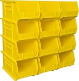 Akro-Mils 30240 AkroBins Plastic Storage Bins, Space-Saving Stackable Bins for Garage, Pantry, Craft Organization, 15' x 8' x 7', Yellow, 12-Pack