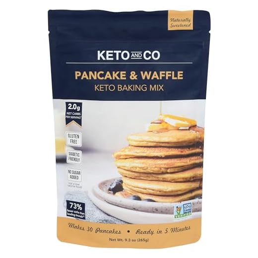 Keto Pancake & Waffle Mix by Keto and Co | Fluffy, Gluten Free, Low Carb Pancakes | 2.0g Net Carbs per Serving | No Sugar Added | Diabetic & Keto Friendly | Makes 30 Pancakes