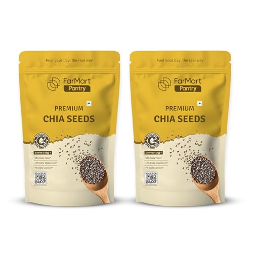 Image of FarMart Pantry Chia Seed 200g(Pack of 2)| Raw, Unroasted | Omega-3 & Protein Rich | 100% Natural Superfood |