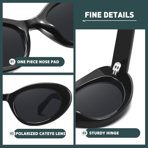 WOWSUN Retro Oval Cat Eye Sunglasses Womens Polarized Y2K Trendy Sunglasses3