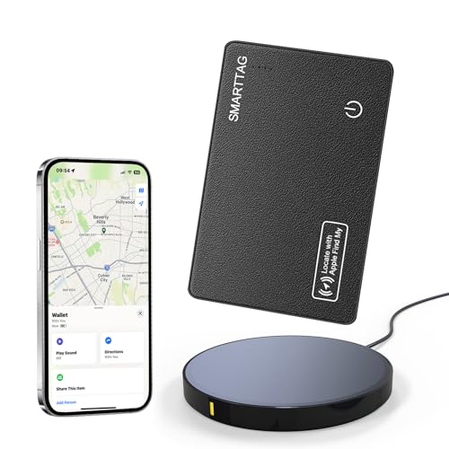 Wallet Tracker Card for Apple Find My (iOS Only) Wallet Air Tracker tag Finder Slim Smart Bluetooth Tracker for Purse Wallet Key Luggage Bag Rechargeable Item Locator (Black2)