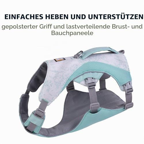 RUFFWEAR Swamp Cooler Hundegeschirr und Griff, leichte Laufausrüstung hält Haustiere bei heißem Wetter kühl, Verstellbar, stark und kühlend, 2 Leinen-Portale, Sage Green (XX Small, 33-43cm)