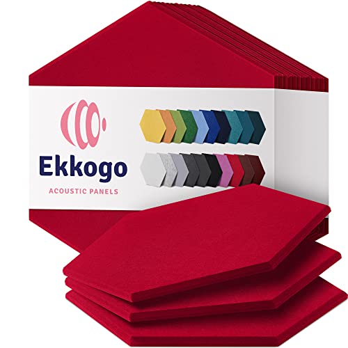 Image of Acoustic Panels 12-Pack Soundproof Wall Panels 12 inchX10.4 inchX0.4 inch Sound Panels High Density Sound Dampening Panels - [Candy Red Hexagon]