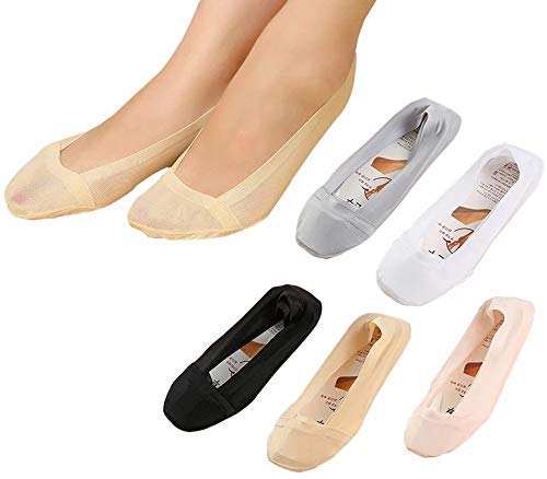 PinKit Women's/Girl's Ultra Thin Anti-Skid Ice Silk Lace No Show Socks/Foot cover/Footies Socks (Pack Of 4) Black/Beige/White/Grey