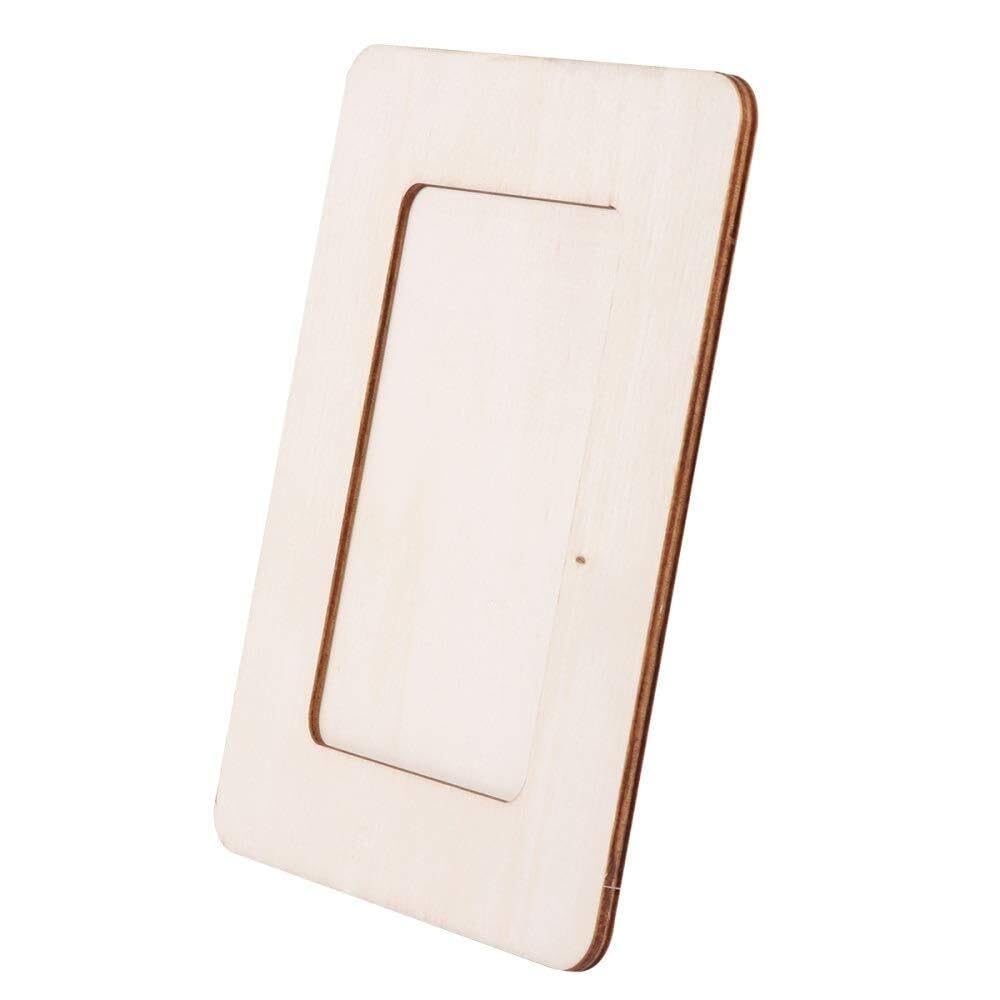 Photo Frames 4pcs 6 Inches Unfinished Wooden Photo Frame Blank DIY Painting Picture Art Decor Rectangle Pictures Organizer