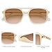 SOJOS Retro Aviator Sunglasses for Women Men,Trendy Rectangle Womens Mens Shades Sun Glasses SJ2202 Milky Cream Frame Brown Lens