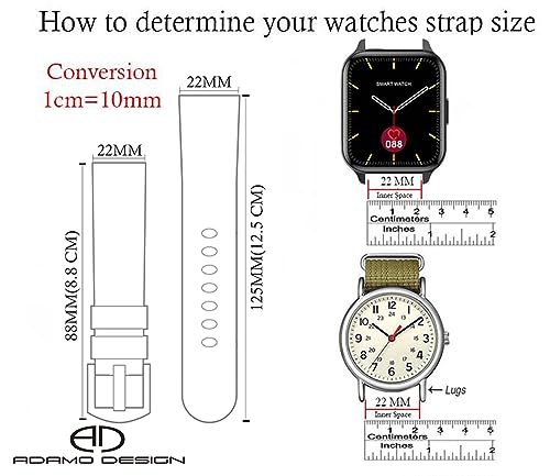 ADAMO 22mm Watch Strap Combo compatible for Phoenix Ultra/Phoenix/Pulse 2/Xtend Pro/Xtend Call and ALL 22mm wristwatch and smartwatches - Image 4