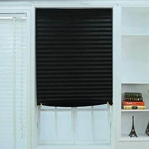 Mibee Cortinas plissadas blackout para janela cortina blackout bloco de luz preto sem fio 35
