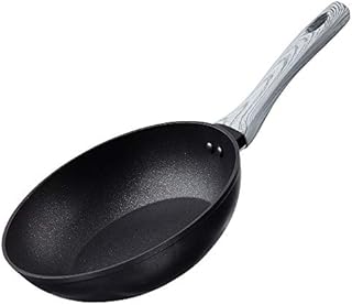 DECO EXPRESS Wok Non Stick for Induction Hob Gas and Electric, Forged Aluminium 24cm Or 28cm Stir Fry Pan Non-Stick Anti-Scratch Coating with Wood Effect Bakelite Handle (Grey 24 CM)