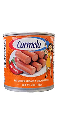 Carmela Hot Chicken Sausage in Chicken Broth (6 Pack, Total of 30oz)