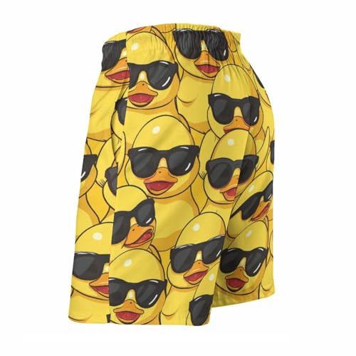 Yellow Duck with Glasses Men's Swim Trunks Quick Dry Swimwear Beach Shorts with Pocket Bathing Suits4