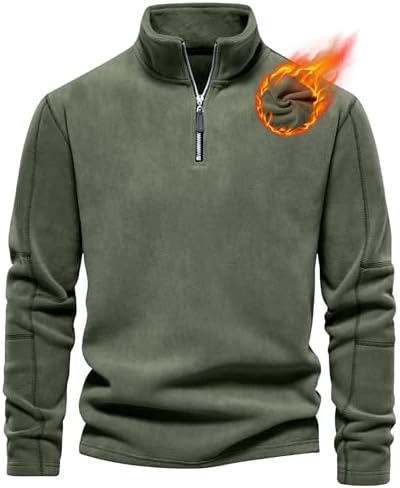 Livonmone Pullover Herren Warmer Fleecepullover Half Zip Locker Sweatshirt | Microfleece Dick Weich Warm und Kuschelig Bequem für Zuhause Alltag Herbst und Winter Kalte Tage und Ou