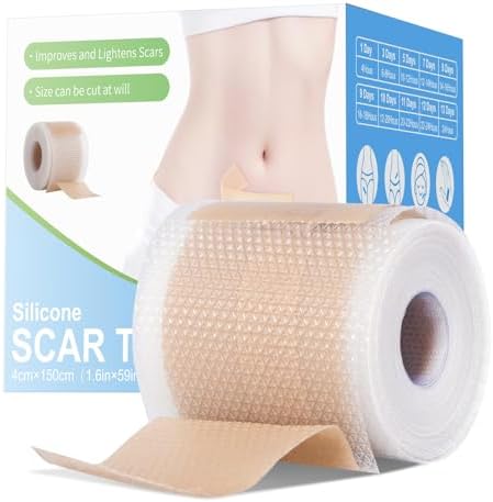 Silicone Scar Sheets, Silicone Scar Tape, 1.6”x60” Roll, Scar Removal Treatment, Medical Grade Scar Tape for Surgical, C-Section, Burn Scars (1.5M)