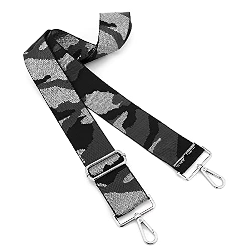 Image of Silvery Buckles Wide Shoulder Strap Adjustable Replacement Belt Crossbody Canvas Bag Handbag