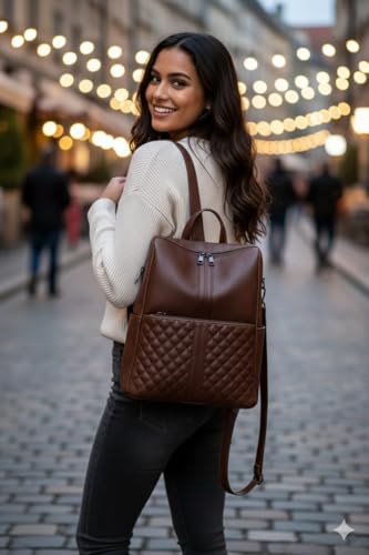 Image of Leather Backpack for Women | Large Capacity | College and Office use | PU Leather | shoulder bag for Ladies,