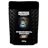 Eiweißpulver mit Aminosäuren - Chocolate Brownie 1kg - Eiweiß Pulver mit 76% Protein - Alphatier Proteinpulver Schokolade - Sojaprotein mit EAA Schoko - glutenfrei + laktosefrei