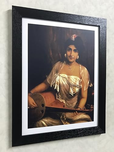 Image of Adventures� *Women with Veena & Violin*- Two Paintings by Raja Ravi Varma, Set of 2 Wall D�cor Frames. Matt Satin Print with MDF & 1 inchPS Black Frame. Size 14 inchx18 inch each.