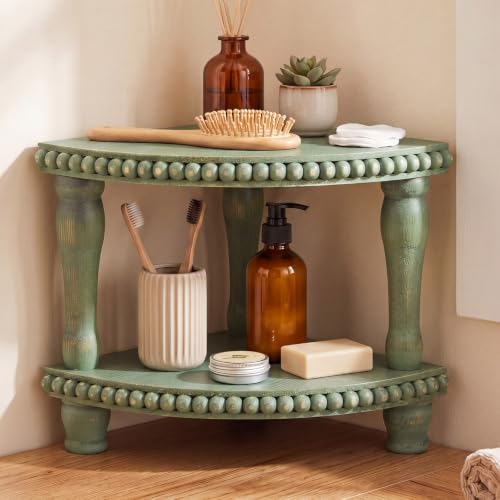 Kigley 2 Tiered Corner Bathroom Counter Organizers and Storage, Green