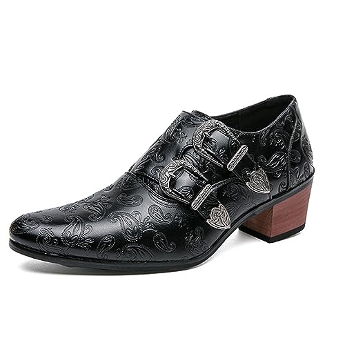 Men's Leather Pointed Dual Monk Straps Loafers Slip-on Waterproof Arch Support Oxford Formal Business Casual Comfortable Dress Shoes - Main Image