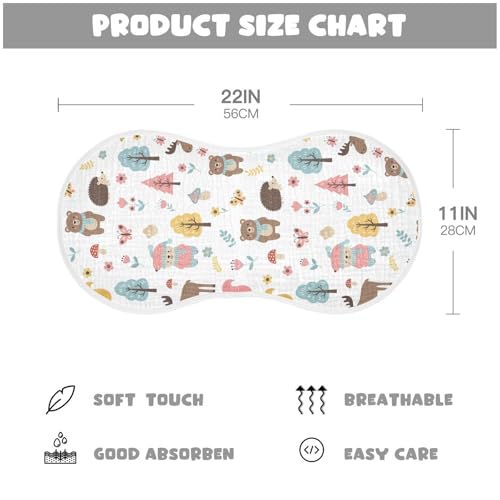 2 Pack Muslin Burp Cloths Deer Animals Cute Cotton Baby Burp Cloths Ultra Absorbent and Soft Spit Up Rags for Newborn Babies Boys Girls, Large 22" x 11"2