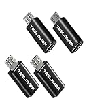 USB C to Micro USB Adapter, Type C Female to Micro USB Male Converter Support OTG + 3A Charge + Data Sync Compatible with Samsung Galaxy S7 S6 J7 Note 5 Kindle Ps4 and More, Black 4-Packs