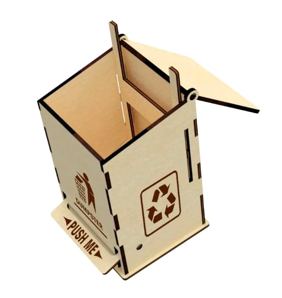 LASERMEECRAFT Miniature Wooden Pedal Bin - Desk Wastebasket, Small Trash Can, Novelty Gift | Made in India, 7.6x7.3x12 cm 2