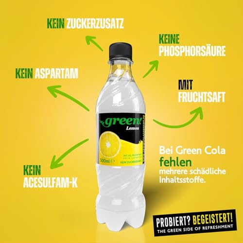 Green Limited Edition Probierpaket – 6x500ml PET – Zuckerfrei, Ohne Aspartam – Cola, Orange, Sour Cherry, Passion Fruit, Lemon, Lemon Lime – Das Zero Sugar Testpaket