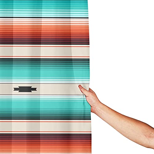 Sonernt Shower Curtain Turquoise Orange Navajo White Stripes Mexican Serape Threads Native Bathroom Curtains Polyester Fabric Waterproof Bath Decor With Hooks 72X72 Inch #TOP2