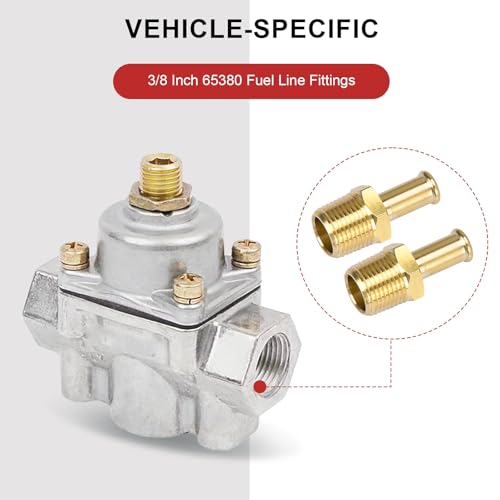 Image of 65380 Fuel Hose Fittings for Holley 12-289-11 and 350 SBC Fuel Pump for Holley 12-803 Bypass Pressure Regulator for Ford Mustang 289 3 /8 Inch NPT to 3 /8 Inch Barb