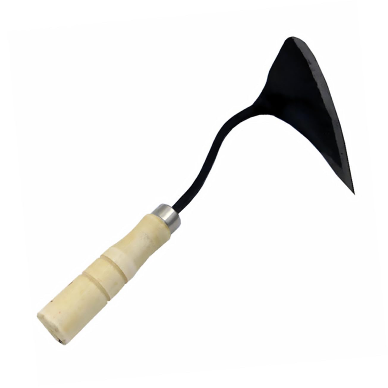 GALPADA Zappetta a Triangolo Manico in Legno, Acciaio al Carbonio | Diserbo e Semina, Design Ergonomico e Robusto, Colore Nero, Formato Compatto per Orto e Giardino
