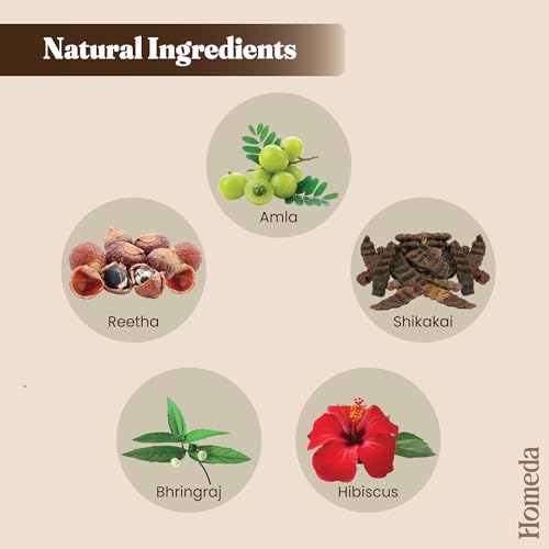 Shudh Online Herbal Hair Mask Powder Combo, Indian Ayurvedic Herbal Powder for Hair Growth (8.8oz, 250g), Bhringraj, Hibiscus, Shikakai, Reetha, Amla Shampoo (1.76oz each) - Image 3