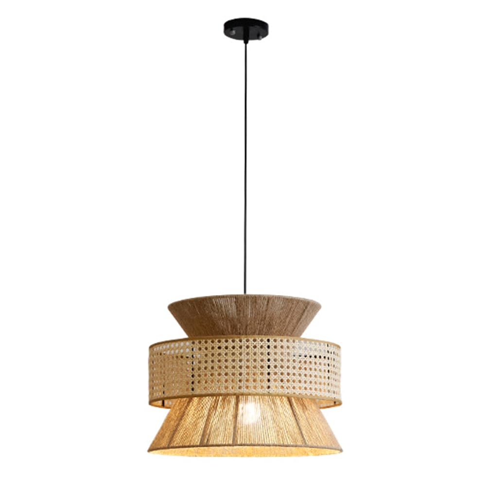 CJSLXGBL Rattan Chandelier Light Fixture, Boho Chandeliers Hand Woven Pendant Light, Chandeliers Dome Lampshade For Dining Room Kitchen Island Bedroom Foyer Hallway
