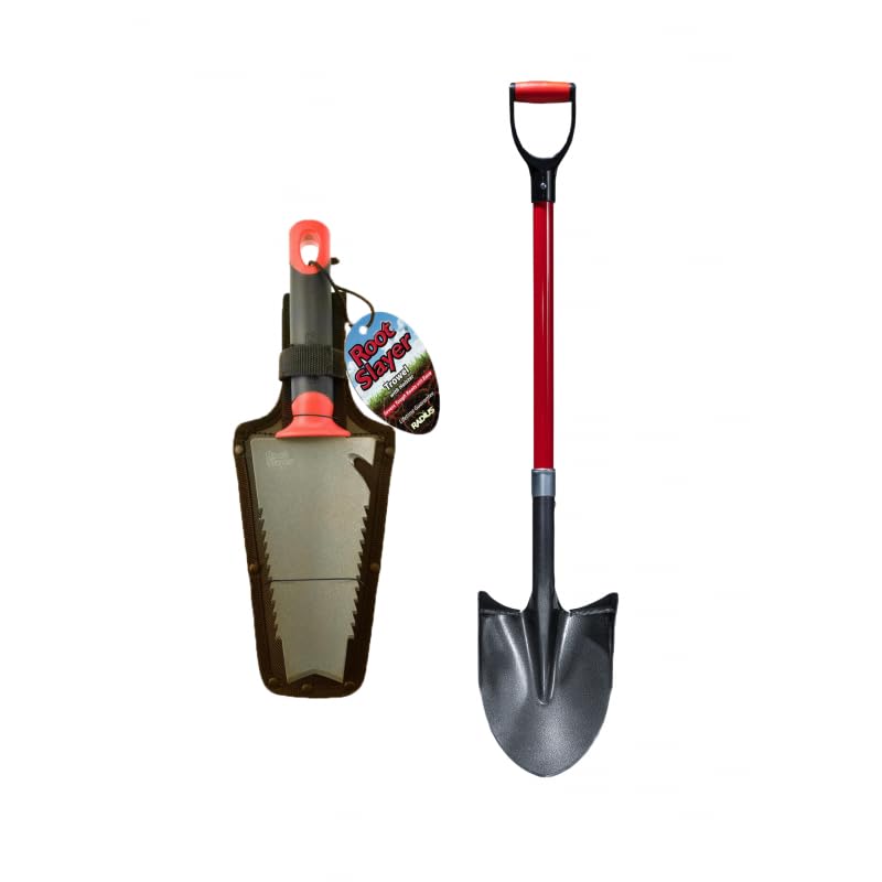Venteo - Pack RootSlayer™ - Noir - Adulte - RootSlayer à Main™ + RootSlayer Pelle à rebords™ - Jardin - Acier de Carbone - Manche 360°