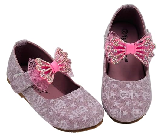 Girls Glitter Belly Shoes with Luxury Rhinestone Butterfly Mesh Bow Available in Four Sparkling Colors