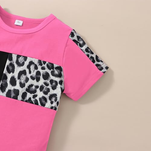 Image of FOCUTEBB Toddler Girl Clothes Baby Leopard T-Shirt Shorts Summer Set 18M-8Y