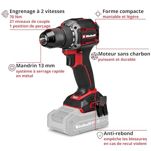 Einhell Professional Perceuse Visseuse sans fil TP CD 1870 C Li BL Solo PXC 18V 70 Nm anti rebon Livré sans Batterie ni Chargeur - vue 5
