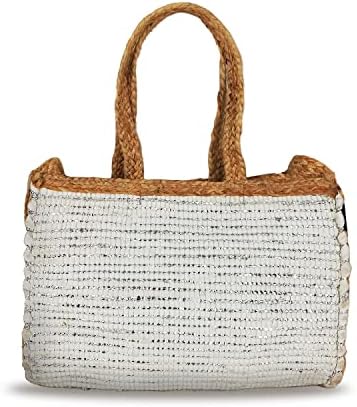 Borsa In Paglia Piccola Intrecciata A Mano Con Tracolla E Zip - Accessorio Estate Donna Per Spiaggia, Vacanze E Shopping - Con Decorazione A Nappa - 18x22 Cm