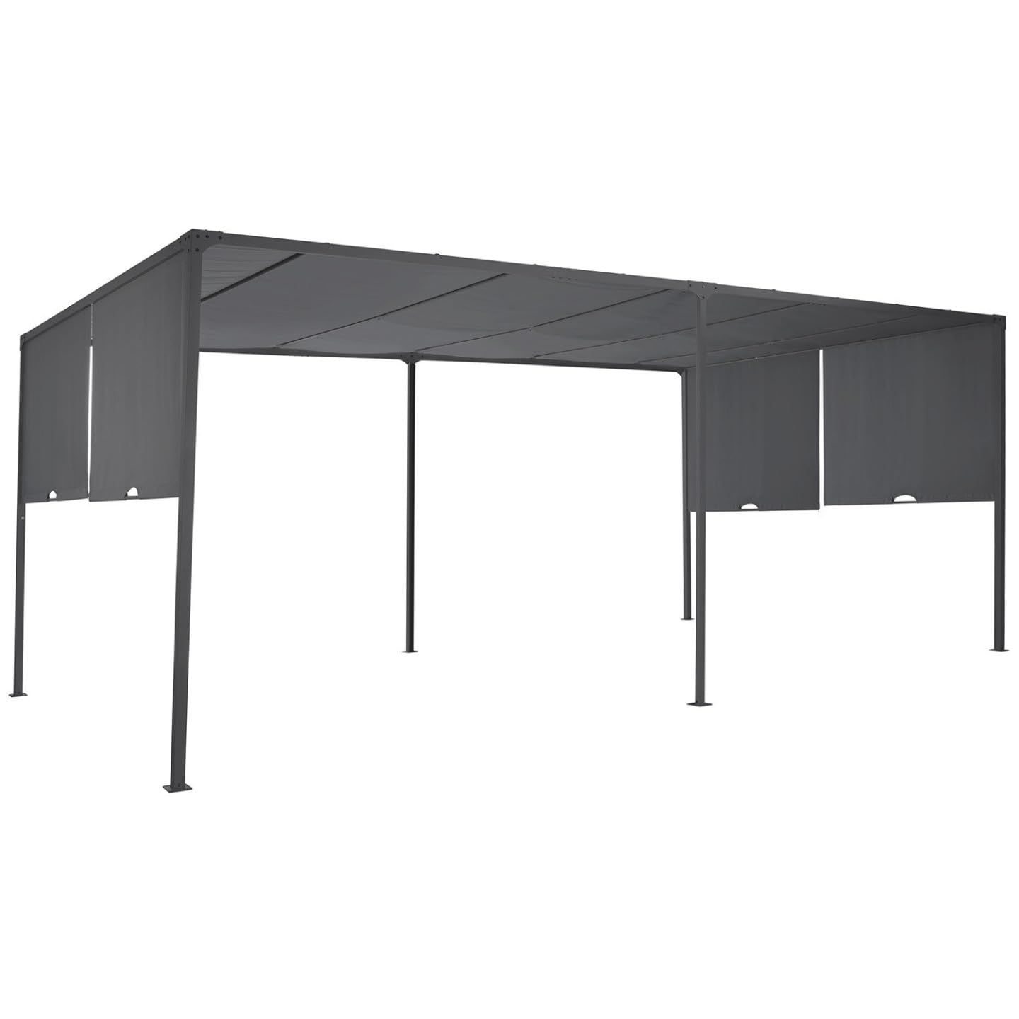 IDMarket - Pérgola corredera de 2 secciones de 3 x 6 m, cenador de jardín de tela gris antracita