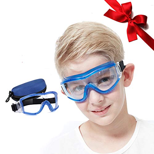 Yihaixingwei Kids Safety Glasses Blue Children Goggles Eye Protective Anti Fog Full Clear Lab Dustproof Windproof Uv Playing Unisex Boys Girls For Outdoor Sport With Glasses Case. #TOP2