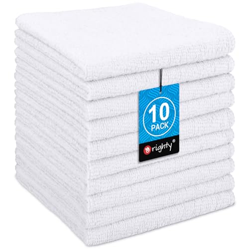 Orighty Washcloths Towels Set 10 Pack, Highly Absorbent and Soft Feel Microfiber Face Cloths, Multi-Purpose Wash Cloths & Hand Towels for Bathroom, Hotel, Spa, and Gym, 11.5x11.5 Inch, White