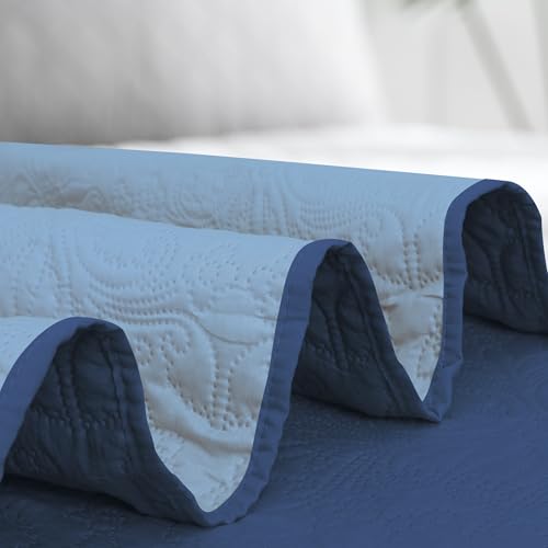Parure de lit réversible avec couette et taies d'oreiller bleu clair