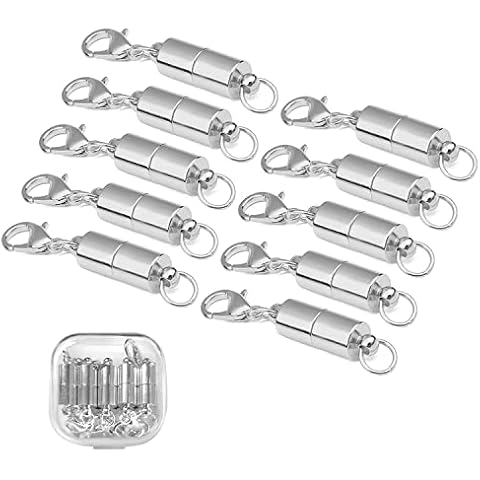 Magnetic Lobster Clasps for Necklace Bracelet Jewelry Making, Lobster Clasp Connector for Jewellery Making Finding DIY Bracelets Necklace Claw Clasps Silver 10pcs Cover