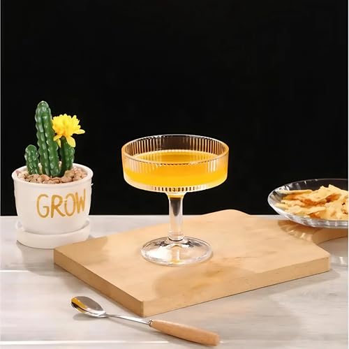 New Inning Set of 6 Crystal Glass Dessert Coupes Clear Ribbed Design Ideal for Ice Cream Pudding Parfaits or Drinks 3