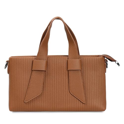 Image of EXOTIC Valeria Satchel Sling Bag for Women | Textured Leatherette Handbag with Top Handle & Detachable Crossbody Strap | Multi-Compartment Structured Purse
